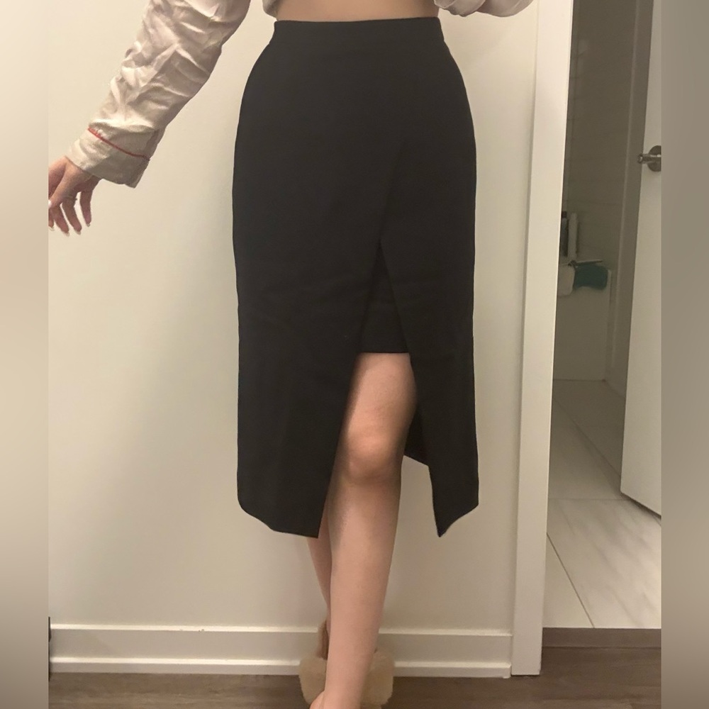 Maje Elegant slit Black Women's Skirt